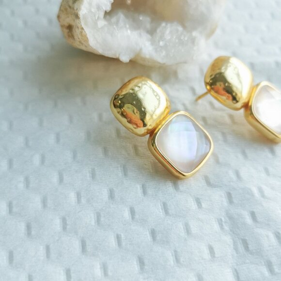 New Gold Julie Vos Catalina Clear Crystal Earrings - Picture 3 of 3